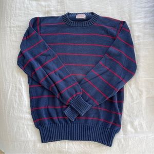 Vintage Brooks Brothers Navy and Red Striped Cotton Sweater